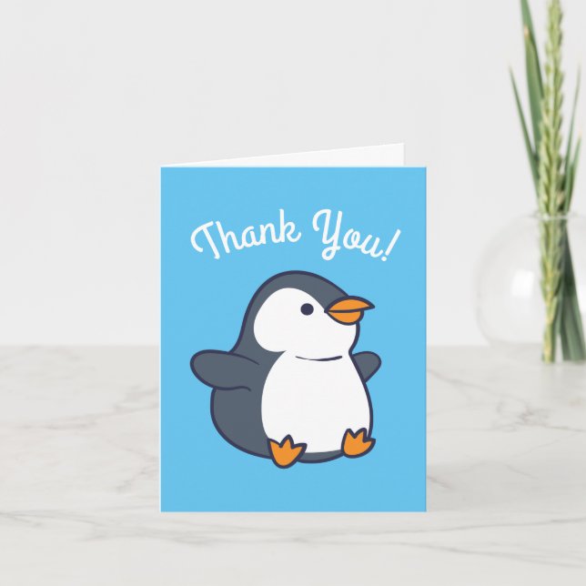 Cute Penguin Winter Kids Birthday Party Card (Front)
