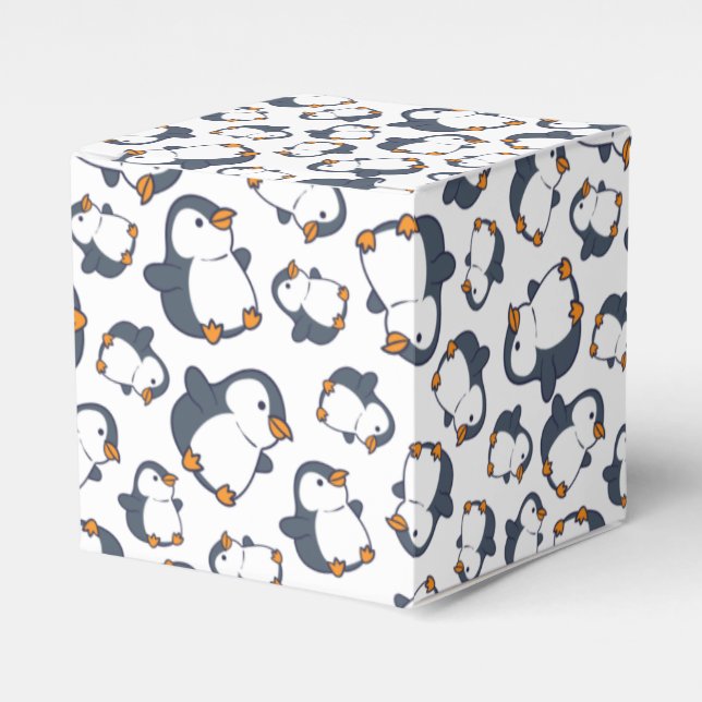 Cute Penguin Winter Kids Birthday Party Favour Box (Front Side)