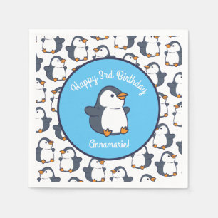 Cute Penguin Winter Kids Birthday Party Napkin