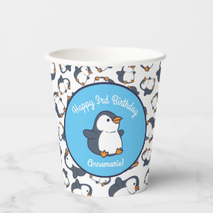 Cute Penguin Winter Kids Birthday Party Paper Cups