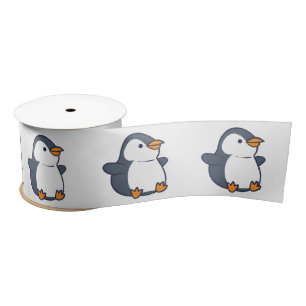 Cute Penguin Winter Kids Birthday Party Satin Ribbon