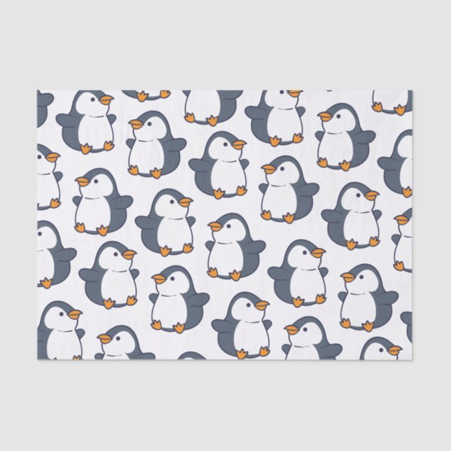 Cute Penguin Winter Kids Birthday Party Tissue Paper (Front)