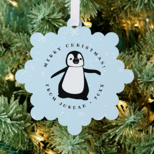 Cute Penguin Winter Snow Class gift custom Tree Decoration Card
