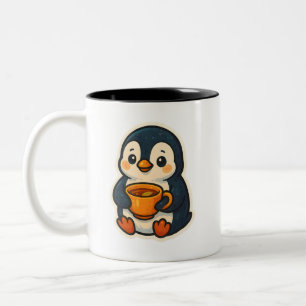 Cute penguin with a cup of tea