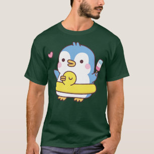 Cute Penguin With Duck Pool Float T-Shirt