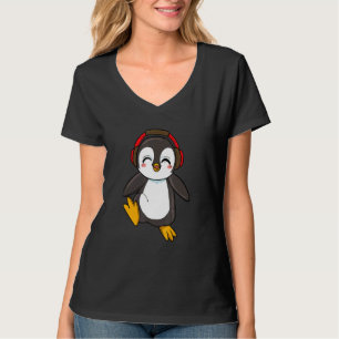 Cute Penguin With Headphones  Dancing Dance Zoo An T-Shirt