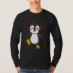 Cute Penguin With Headphones Dancing Dance Zoo An T-Shirt