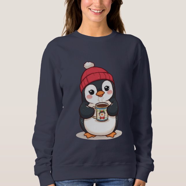 Cute Penguin with Hot Cocoa  Sweatshirt (Front)