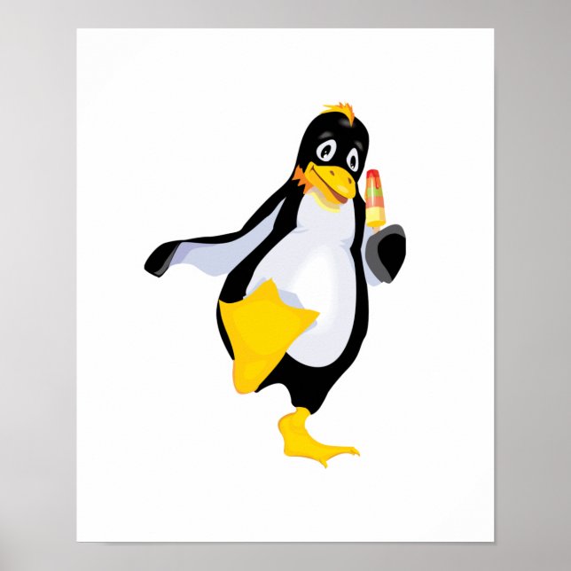 cute penguin with ice cream poster (Front)