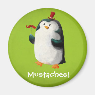 Cute Penguin with Moustaches Magnet