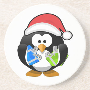 Cute Penguin with Santa Hat Coaster