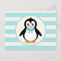Cute Penguin with Turquoise Bowtie