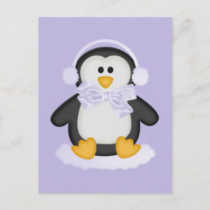 Cute Penguin with White Bow Postcard