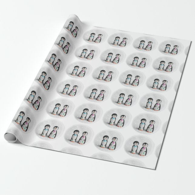 Cute Penguin Wrapping Paper (Unrolled)