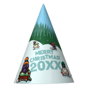 Cute Penguins Add The Year Merry Christmas! Winter Party Hat