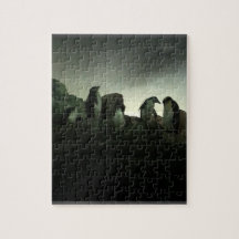 Cute Penguins Black White Green Puzzle