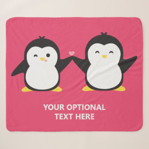 Cute Penguins custom text & colour Sherpa Blanket