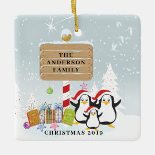 Cute Penguins Family of 3 Christmas Ornament