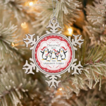 Cute Penguins Family of 5 Christmas Ornament