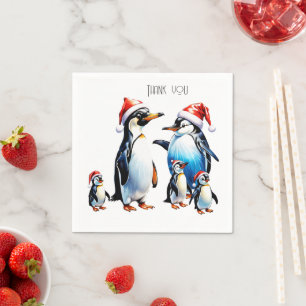 Cute penguins in a cheerful cartoon style napkin
