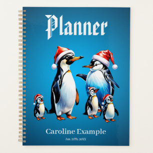 Cute penguins in a cheerful cartoon style planner
