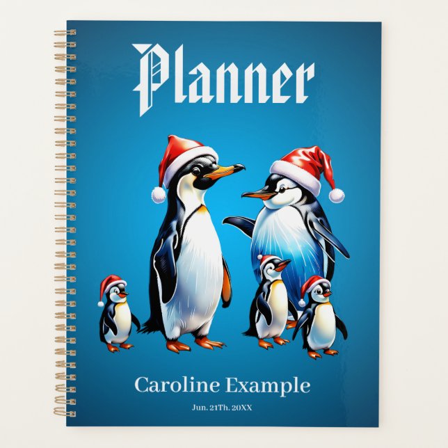 Cute penguins in a cheerful cartoon style planner (Front)