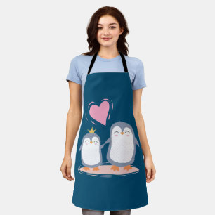  cute penguins in love  apron