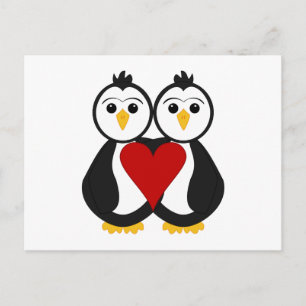 Cute Penguins In Love Postcard