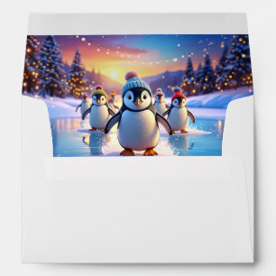 Cute Penguins in Winter Hats Envelope