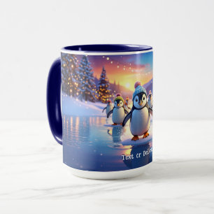 Cute Penguins in Winter Hats Holiday Mug