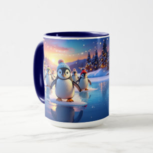 Cute Penguins in Winter Hats Holiday Mug