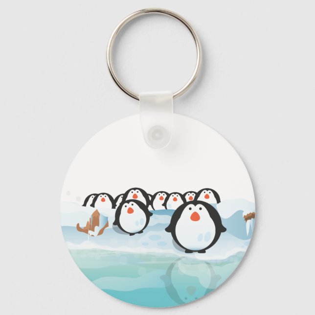 Cute Penguins Key Ring (Front)