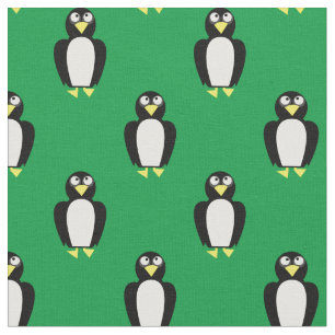 Cute Penguins Kids Baby Nursery Green Fabric