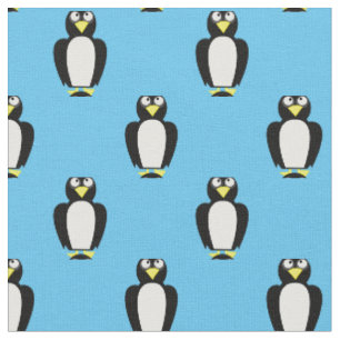 Cute Penguins Kids Baby Nursery Light Blue Fabric
