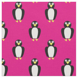Cute Penguins Kids Baby Nursery Pink Fabric