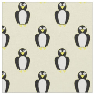 Cute Penguins Kids Baby Nursery Yellow Fabric