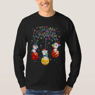 Cute Penguins Merry Christmas Lights Ornaments Bal T-Shirt
