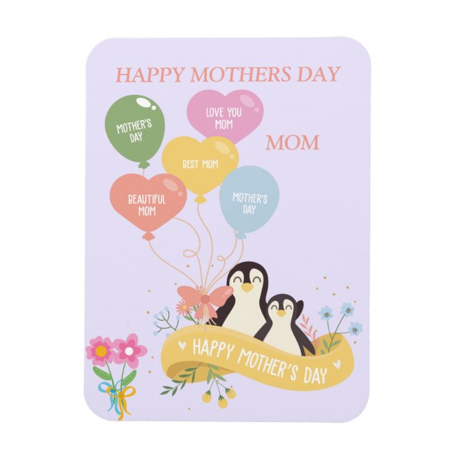 Cute Penguins Mother's Day Magnet (Vertical)