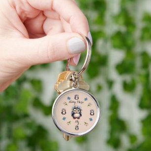 Cute Penguins Name and Initials  Key Ring