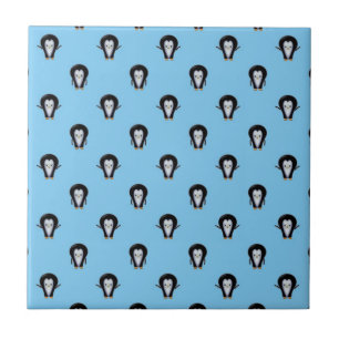 Cute Penguins over Winter Blue Tile