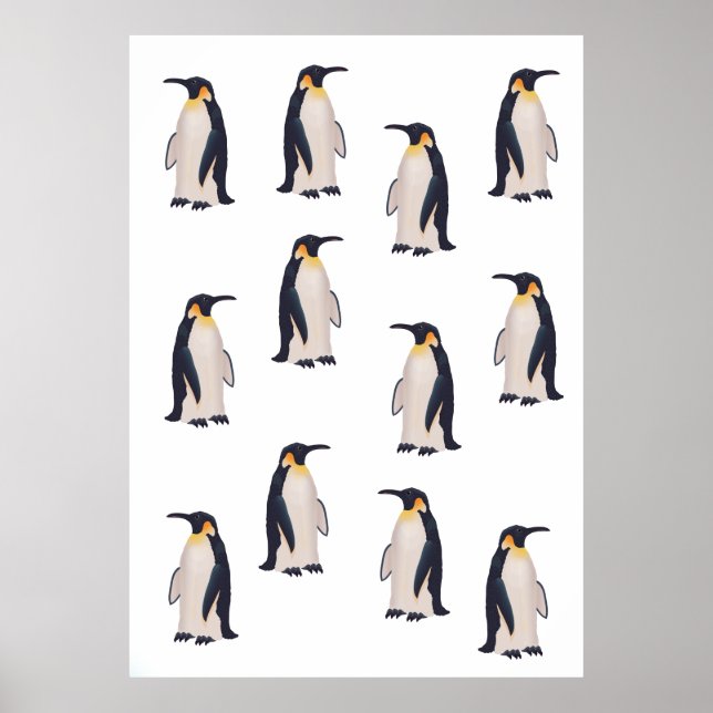 Cute Penguins Pattern Poster (Front)