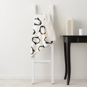 Cute Penguins Pattern Sherpa Blanket