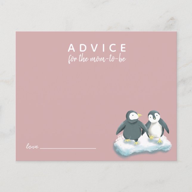 Cute Penguins Pink Advice for Mummy Card (Front)