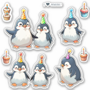 Cute Penguins  Scrapbook Birthday 