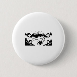 Cute penguins skiing winter sport ski lover 6 cm round badge