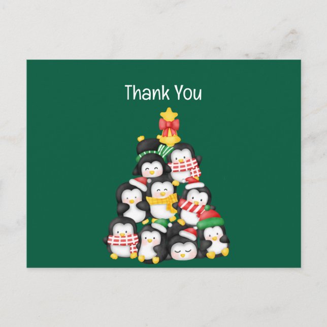 cute penguins squad christmas holiday postcard (Front)