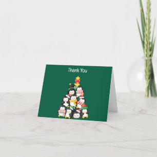 cute penguins squad christmas thank you card