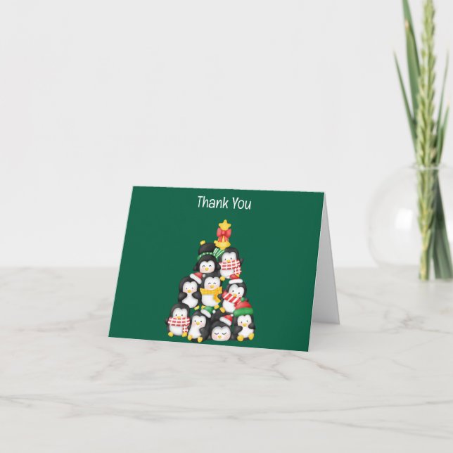 cute penguins squad christmas thank you card (Front)