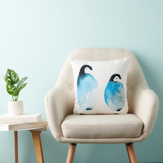 Cute Penguins watercolor Cushion (Chair)