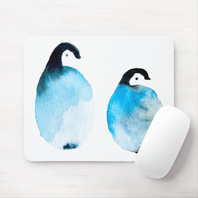 Cute Penguins watercolor Mouse Pad (With Mouse)